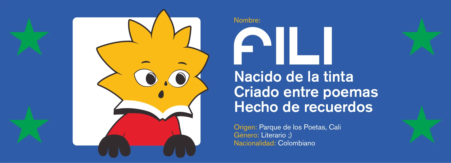 Fili, mascota de CaliLee 2026: nacido de la tinta, criado entre poemas, hecho de recuerdos.